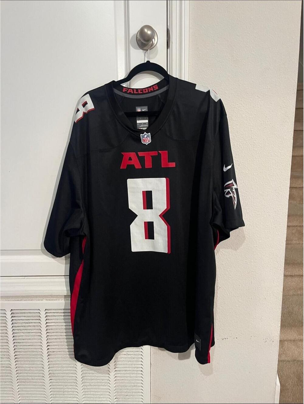 Nike Black ATL #8 Football Jersey with Red and White Accents